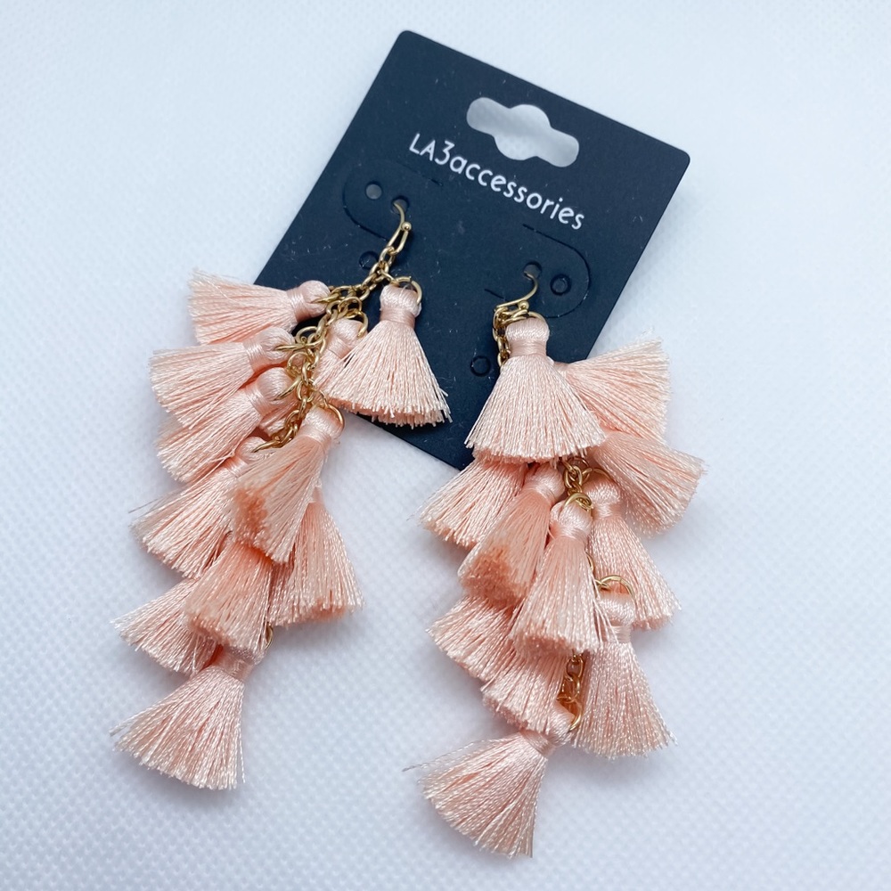 Peach mini tassel drop earrings